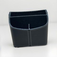 Unbranded Black Faux Leather Spinning Remote Control Holder Desk Organizer Only