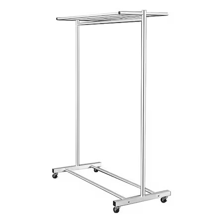 Glaro 724-4Sa Single Sided Mobile Coat Rck, 48 In, Satin