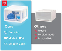 IRIS USA 6 Qt. Small Plastic Stacking Drawer, Stackable Storage Organizer Unit w