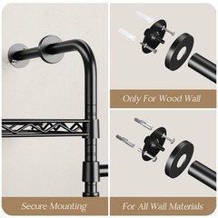 Wall Mounted Closet System, Heavy Duty 3-Row Clothes Rack, Expandable Industr…