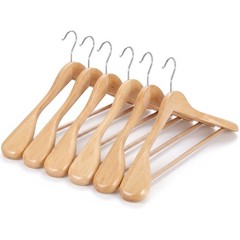 Wide Shoulder Wooden Hangers 12 PCS Premium Coat Clothes Hanger Non-Slip Natural