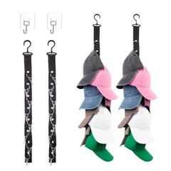 2PCS Door Hat Racks with 8 Black Baseball Caps Organizer Hangers