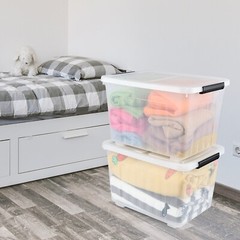 Idotry 50 Qt Stackable Latching Box w/ Lid & Wheels Plastic Containers, 6-Packs