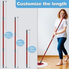 Mop Handle for Ocedar, O Cedar, Spin 4Section Iron, Red Iron