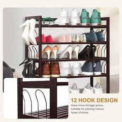 5-Tier Bamboo Shoe Rack Shoe Bench Shoe Shelf Free Standing Storage Organizer
