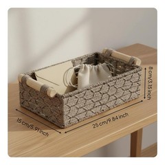 2 Pieces Paper Rope Bin Easy to Organize Wood Handle Bin for Bathroom