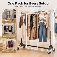 HOKEEPER Z Rack for Clothes with Cover Heavy Duty Clothing Rack Hold 500 LBS