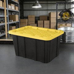 6-Pack 27 Gallon Large Plastic Storage Totes with Snap-On Lids, Durable Stackabl