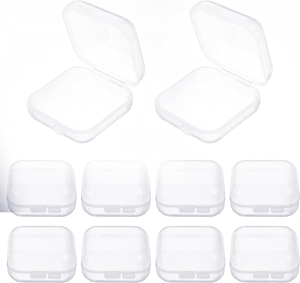 Ear Plug Cases, 10 Pcs Small Plastic Box, 1.8 Mm Thicken Transparent Storage Box