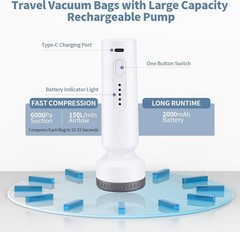 Travel Vacuum Seal Bags for Clothing,Vacuum Storage Bags with Rechargeable Pu…
