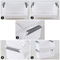 Idotry 3/4 Pack Plastic Stackable Storage Bins for Pantry Closet Organizer White