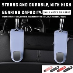 Bittwee 2PCS Car Headrest Hook, Leather Automotive Back Seat Hanger Black