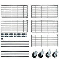 5-Tier Shelves Wire Unit Rack Storage Rolling with 4 Wheel Casters Indoor