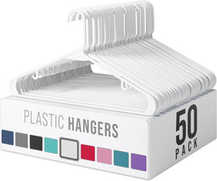 Plastic Hangers 50 Pack White – Clothes Hangers – Makes the Perfect Coat Hanger