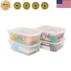 4 Packs 14 Quart Clear Latching Box, Plastic Storage Bin with Lid