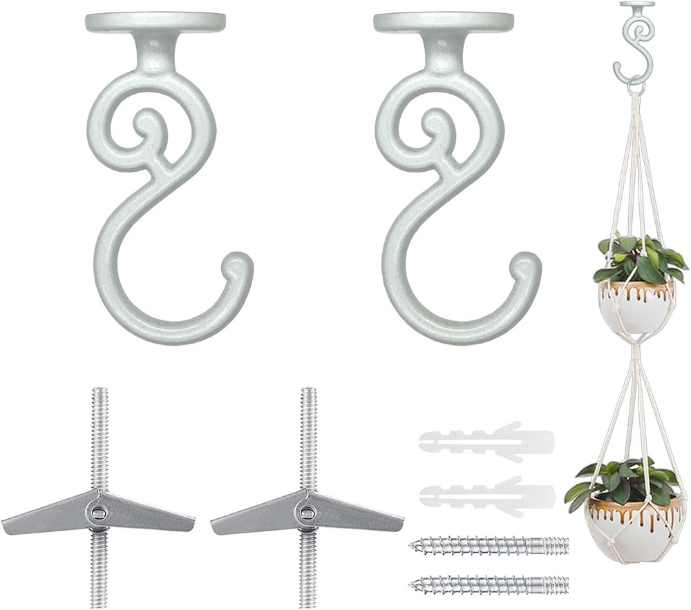 2 Sets S-Shaped Heavy Duty Ceiling Hook,For Wood, Concrete & Drywall, for Hangin