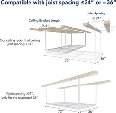Overhead Garage Storage, 72″ x 36″, 450lbs Capacity, White