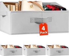 Criusia Large Fabric Closet Bins 4 Pack Collapsible with Handles for Storage
