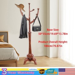 Wooden Freestanding Clothes Rack Bedroom Coat Rack Tree Stand Hanger 8 Hooks