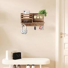 Eryvik Key Holder Wall Mount | Solid Wood Organizer | 8 Hooks