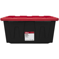 4Pack-Hyper Tough 27 Gallon Large Storage Bin with Snap Lid, Black & Red Plastic