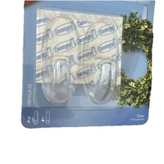 3M Command Clear Medium Hooks Holds 2 lb 2 Hooks 4 Strips New