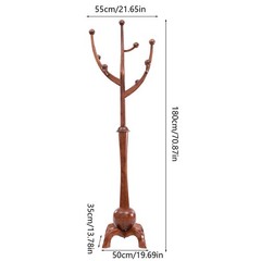 Wooden Freestanding Clothes Rack Bedroom Coat Rack Tree Stand Hanger 8 Hooks