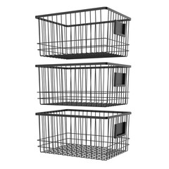 Oceanstar WBH1903 6.1×9.1×12.1 in Metal Wire Organizer Bin Basket with Card Hold