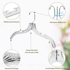 100 Hangers Clear Plastic Hangers – Crystal Cut Hangers for Clothes – Inv…