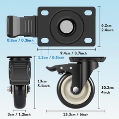 4in Heavy Duty Caster Wheels Set of 4 Industrial Swivel Casters with Dual Loc…