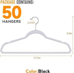 50 Plastic Hangers 17.7 Inch Non-Slip, Space Saving Closet Organizers, Heavy …