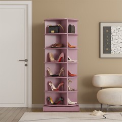 Modern 6 Tier Rotating Shoe Rack Tower 360° Spinning Shoe Display Carousel