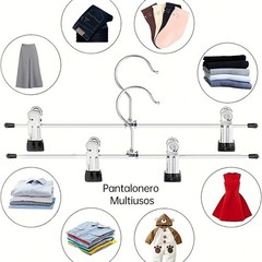 Pants Hangers with Clips Heavy Duty 10 Pack Adjustable Metal Pants Hanger Skirt