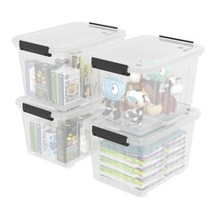 Idotry 30 Qt Stackable Latching Box w/ Lid & Wheels Plastic Containers, 4-Packs