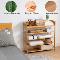 Sobibo Bamboo Shoe Rack Organizer 5 Tier Shoe Shelf Storage Organizer For