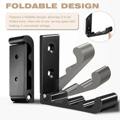 6 PCS Heavy Duty Folding Wall Hooks, Sturdy Black Wall Mounted Hooks for Coats,