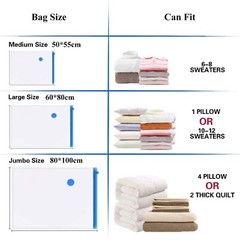Storage Bags for Clothes Pillows Blanket More Space Save Compression Seal