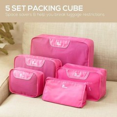 Nacuwa 5Pcs Packing Cubes Travel Clothes Storage Luggage Organizers Bags Pouch