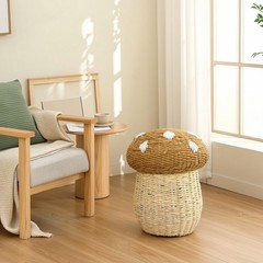 Spore Cap Design Basket with Lid Handwoven Spore Cap Design Storage Basket