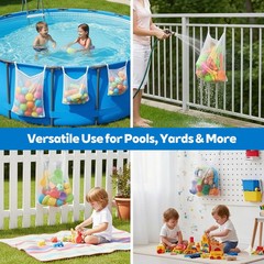 Poolside Mesh Storage Bags Adjustable Straps for Toys Noodles Floats Beach Balls