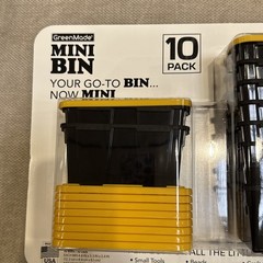 GreenMade Mini Bin Stackable Plastic Storage Bins 10-Pack Black/Yellow