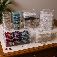 24 Pieces Mixed Sizes Rectangular Empty Mini Clear Plastic Organizer Box | Hinge