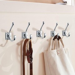 2-Pack 4.35-inch Large Wall Hooks, Polished Chrome, Double, Coat, Towel, Robe