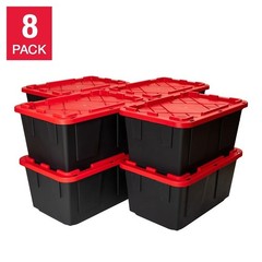 8-Pack, 27 Gallon Plastic Storage Container Bin, Heavy Duty, Lids, Greenmade NEW