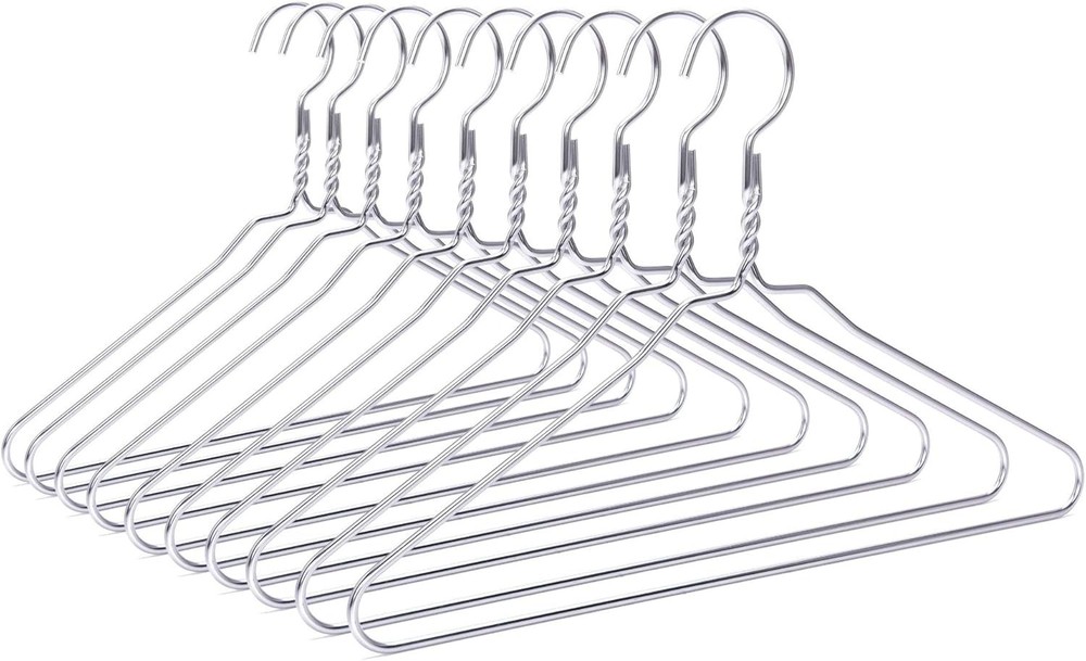 Silver Aluminum Metal Coat Hangers Heavy Duty Suit Hangers 10 Pack (Adult Siz…