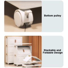 4 Tier Stackable Storage Bins with Lids Doors Wheels Storage Drawer