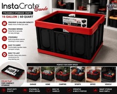 GreenMade InstaCrate Grande 16 Gallon Foldable Storage Crate Black/Red 60 Qt