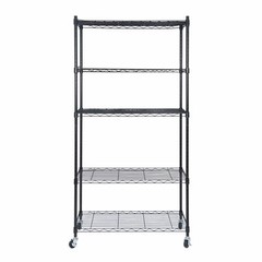 5-Tier Storage Shelf Rack Wire Unit Shelves for Home Office with Wheel Caster