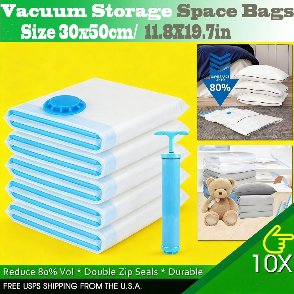 Vacuum Storage Seal Bags for Comforter Blanket Bedding Clothing Pillows of Trip