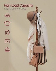 Solid Wood Coat Tree Freestanding Coat Rack Stand 10 Hooks Entryway Hats Bags